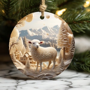 3D Sheep Christmas Ornament PNG, Sublimation Design (Digital File)