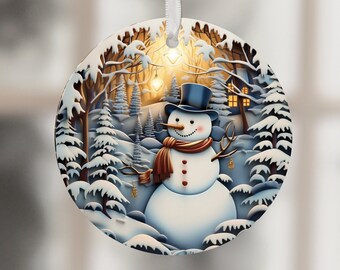 3D Snowman Christmas Ornament PNG Design Christmas Round Ornaments Sublimation 2023 Ornament PNG Template Digital Designs Download X-max