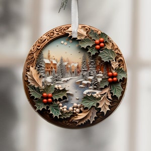 3D Ornaments PNG Ornament Sublimation Merry Christmas PNG Digital Download Xmas Ornaments Designs Ornament Garland Round Template Clipart