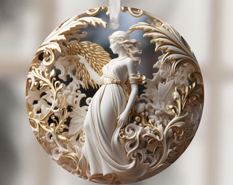 3D Angle Ornament Christmas Sublimation Winter Design Circle Template Round Clipart Decoration PNG Digital Download ONLY Holiday Decor