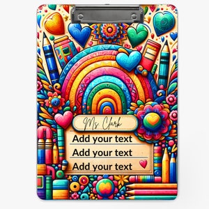3D Inflated Teacher Rainbow Clipboard For Name  Sublimation Design PNG Instant Digital Download Files For Sublimate 9.1W by 12.6H PNG File