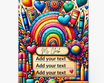 3D Inflated Teacher Rainbow Clipboard For Name  Sublimation Design PNG Instant Digital Download Files For Sublimate 9.1W by 12.6H PNG File