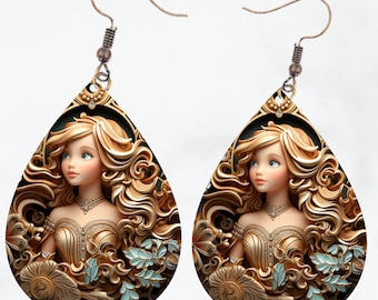 Princess Teardrop Earring PNG Template - Sublimation Design (Digital Download)