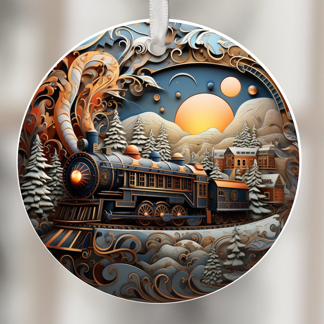 3D Train Round Sublimation Design File for Ornaments, Clipart, Earrings ...