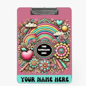 3D Inflated Teacher Rainbow Clipboard For Name  Sublimation Design PNG Instant Digital Download Files For Sublimate 9W by 12.5H PNG File