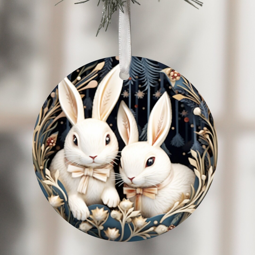 Range Rabbit Ornament Rabbits Christmas Ornament PNG, Xmas Round Template (digital Download ...