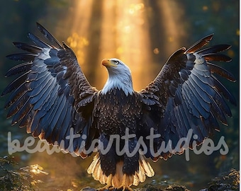 Bald Eagle PNG File Sublimation Crafting Digital Download Wreath Sign Square Cutting Board Wind Spinner Shadow Box Nature Scene Sun Rising