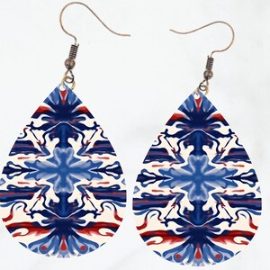 3D 4th of July Tear Drop Earring Sublimation Design PNG Instant Download, Memorial Day, Fourth of July Patriot Gift Moma Mom, Red White Blue