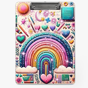 3D Inflated Rainbow Clipboard Sublimation Design PNG Digital Download Files For Sublimate 9.1W by 12.6H Template File