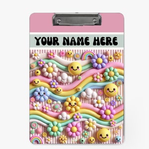 3D Inflated Girly Rainbows Clipboard For Name Sublimation Design PNG Instant Digital Download Files For Sublimate 9 W by 12.5H PNG File