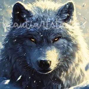 White Snow Wolf PNG File Sublimation Crafting Digital Design Download Wreath Sign Cutting Board Wind Spinner Shadow Box Picture Image Blue