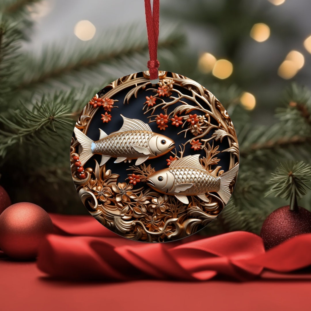 Fish Ornament PNG 3D Christmas PNG Personalized for Sublimation Photo ...
