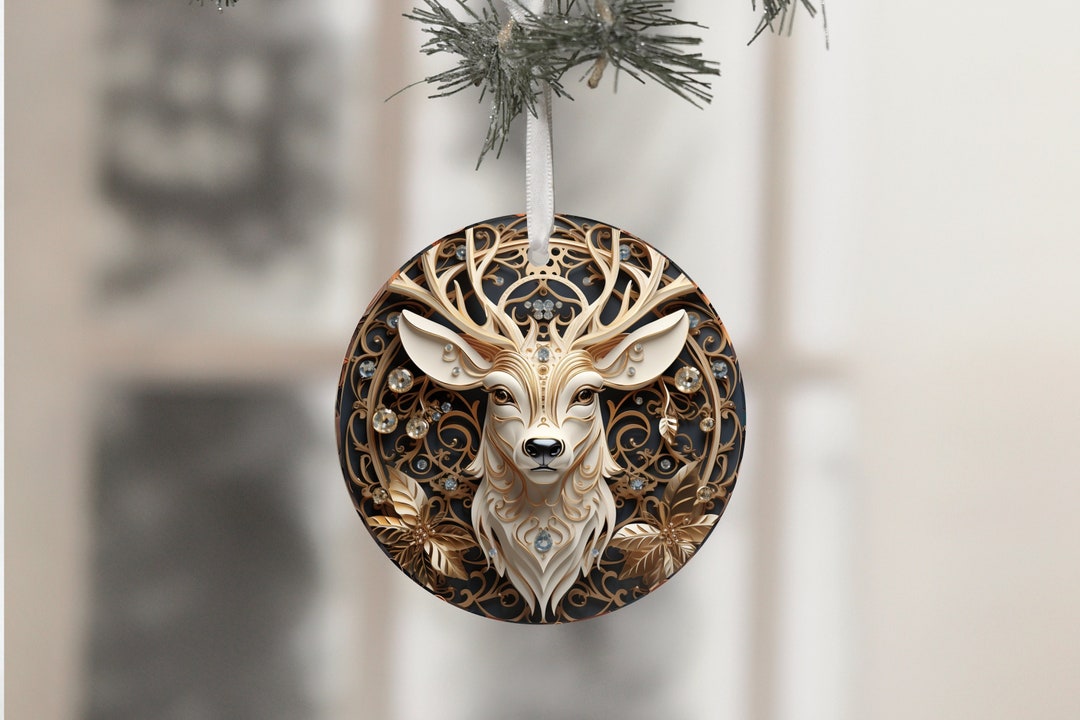 3D Deer Christmas Ornament, Sublimation Design (PNG Digital Download ...