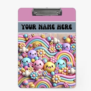3D Inflated Girly Rainbows Clipboard For Name Sublimation Design PNG Instant Digital Download Files For Sublimate 9 W by 12.5H PNG File