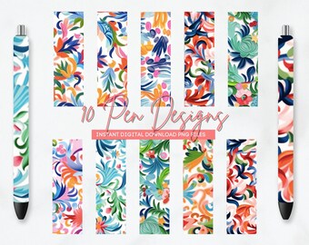 Floral Sublimation Pen Wrap Bundle, Summer Designs (PNG Digital Download)