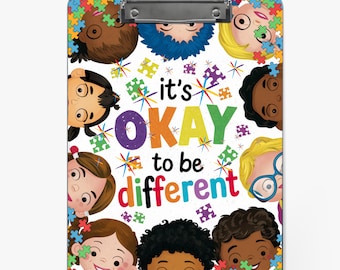 It&#39;s ok to be different Clipboard Sublimation Design PNG Digital Download File For Sublimate 9.1W by 12.6H Autism Acceptance Teacher Gift