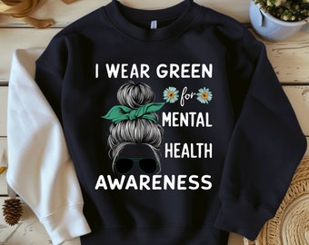 Mental Health Awareness PNG, Green Ribbon Design (Digital Download)