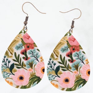3D Floral Tear Drop Earring PNG, Sublimation Design Instant Digital Download, Commercial License, Flowers Gifted Nature Lovers Gift Flowers