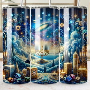 Hanukkah Tumbler Wrap 20oz Skinny Sublimation Design Straight & Tapered Kids Wrap Digital Download Star of David Tumbler Wraps Jewish Wrap
