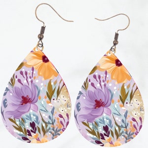 3D Floral Teardrop Earings PNG Tear drop Design Jewellery Template Digital Download Sublimation Earring Design Flowers Earring