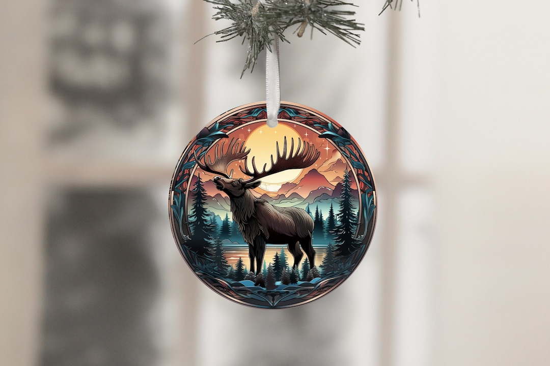 3D Deer Hunting Ornaments Sublimation Designs PNG Round Ornament