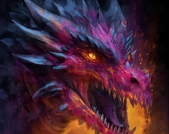 Dragon With a Black Background Png Sublimation Digital Design
