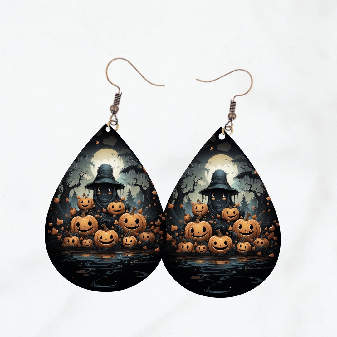 Spooky Tear Drop Earrings PNG Sublimation Earrings Halloween Ghosts ...