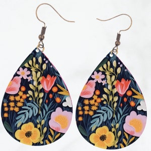 3D Floral Tear Drop Earring PNG Sublimation Design Instant Digital Download Flowers Gifted Teardrop Earing Nature Lovers Gift Flowers