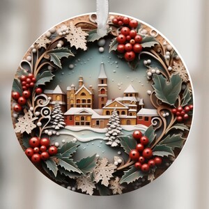 3D Victorian Christmas Ornament PNG for Name Ornaments Christmas PNG Xmas Tree Decorations Round Christmas PNG For Sublimation Designs