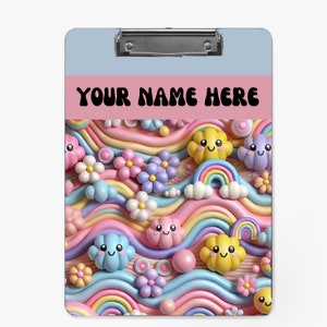 3D Inflated Girly Rainbows Clipboard Sublimation Design PNG Instant Digital Download Files For Sublimate 9 W by 12.5H PNG File