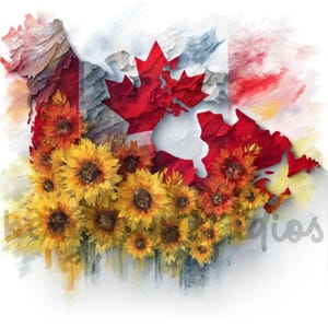 Kanada Sonnenblumen png Sublimation digitales Design Download Kranz Zeichen Windspinner Schneidebrett Bild westliches Bild