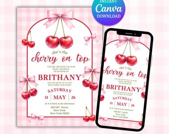 Invito per baby shower a tema ciliegia, invito per baby shower