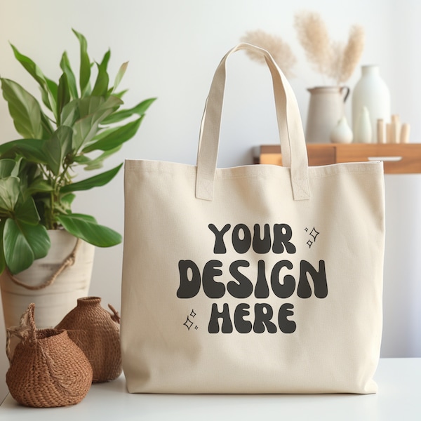 Natural Tote Bag Mockup | Canvas Tote Bag Mocks | Natural Beach Bag Mockup | Shopping Bag Mockups | Boho Flat Lay Tote Design Mockup | SEO