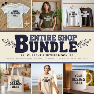Whole Shop Mockup Bundle | Print on Demand Mockups | Access to All Mockups | Sweatshirt Mockup Bundle | Bella Canvas T-Shirt | Size Chart