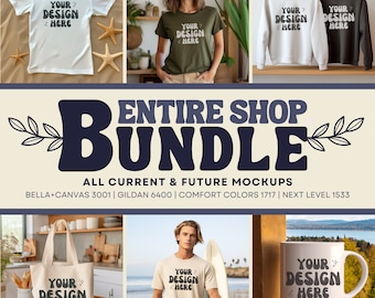 Whole Shop Mockup Bundle | Print on Demand Mockups | Access to All Mockups | Sweatshirt Mockup Bundle | Bella Canvas T-Shirt | Size Chart