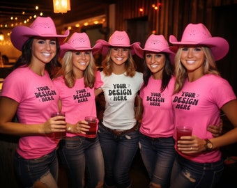 Bachelorette Party Mockup Bella Canvas 3001 | Girls Trip White Pink T-Shirt | Wedding Mockups | Gildan Nashville Bach Mockup | Printify POD