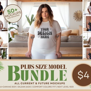 Plus Size Model Mockup Bundle, Inclusive Mockup Bundle, Bella Canvas Gildan 18000 Mockup, XL to 5XL, Diversity Mockup, Black Girl Model Mock
