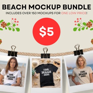 Strand Mockup Bundle, Zugang zu allen Strand Ozean Mocks, Bella Canvas Sommer Bundle, Men Gildan Beach Mock, Tshirt Bundle, Tote Bag Bundle Mock