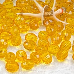 12mm Vintage Vibrant Translucent Amber Faceted Oval Glass Beads , 20 Beads