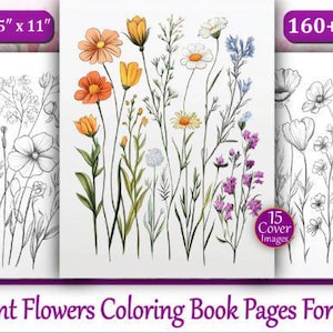 明るい夏の花束のアウトライン描画（着色またはペイント用）デジタル PDF ダウンロード
