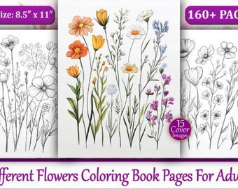 Bright Summer Flower Bouquet Outline Drawing for Coloring or Painting Digital PDF Download