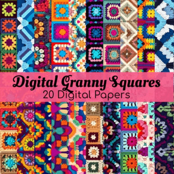 Digital Granny Squares Seamless Patterns