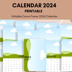Editable Canva Frame 2024 Calendar
