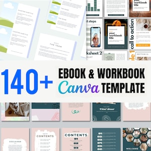 140 Pages EBook Canva Template, 80 Pages EBook Template Canva, 30 page eCourse Workbook, Minimalistic ebook template, Master resell rights