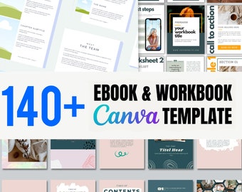 140 Pages EBook Canva Template, 80 Pages EBook Template Canva, 30 page eCourse Workbook, Minimalistic ebook template, Master resell rights