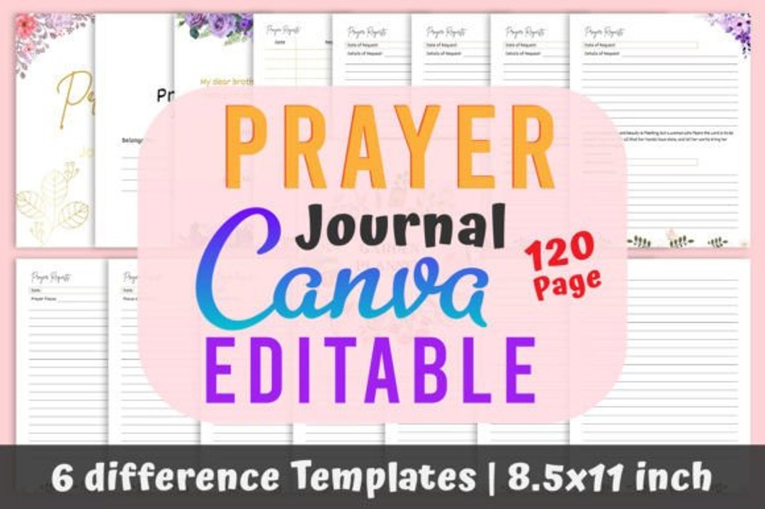 Editable Prayer Journal Canva KDP, Printable Bible Study Journal ...