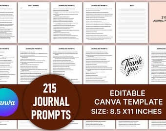 215 Journal Prompts Canva KDP Interior