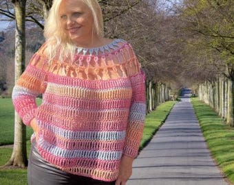 Patrón de crochet, jersey de crochet Lucy