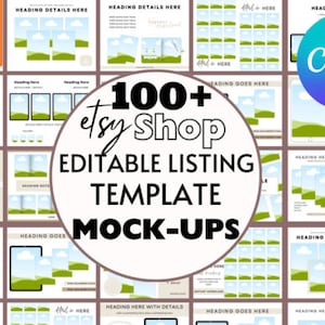 100 Etsy Listing Editable Canva Template, Canva Mockup Templates, Listing Photo and Canva Frames for Etsy Sellers