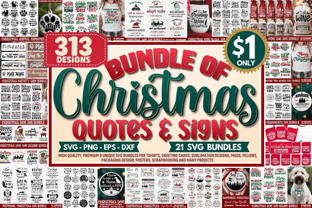 300 Christmas Svg Bundle / Winter Svg / Santa Svg / Holiday Merry ...